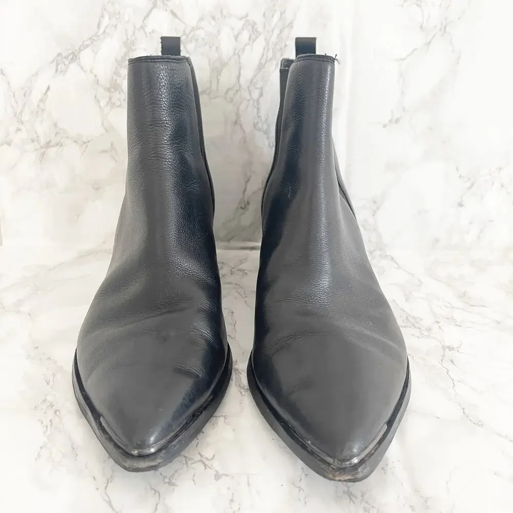 MARC FISHER Leather Yale Chelsea Bootie Black 8